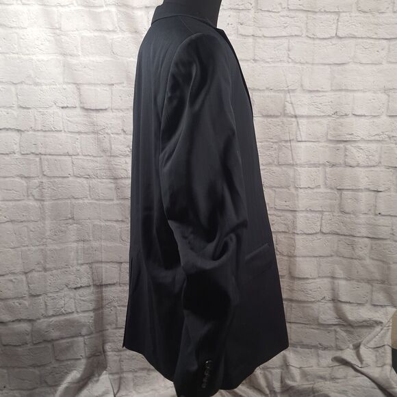 Geoffrey Beene Mens 48L Wool Sport Coat Black Pinstripe Jacket - Picture 6 of 10